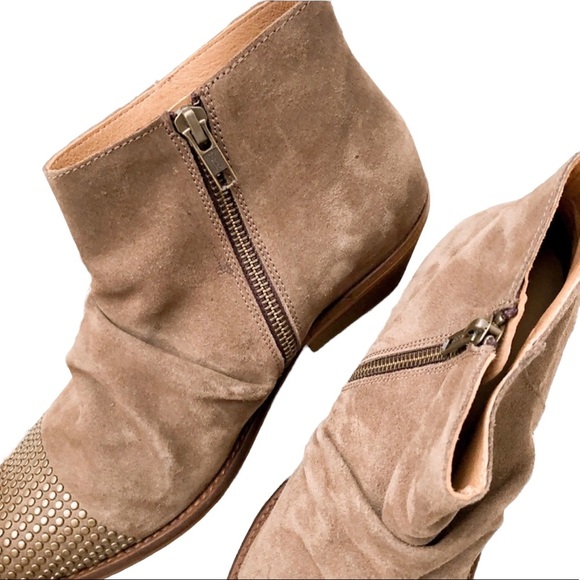 Garnet Hill Chloe Studded Suede Booties Size 38 7.5 Brown Casual Ankle Boots - Picture 6 of 6